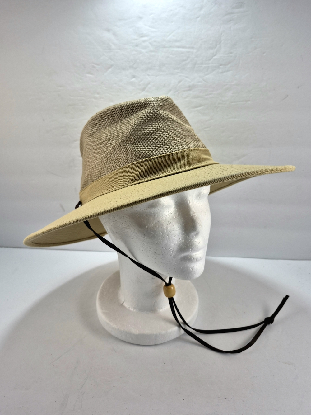 NWOT Dorfman Hat Co. Khaki Mesh Crown Safari Sun Hat Unisex Packable Travel